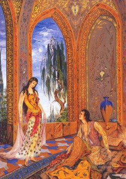 Fantasía Painting - Sueno de medianoche Miniaturas persas Cuentos de hadas